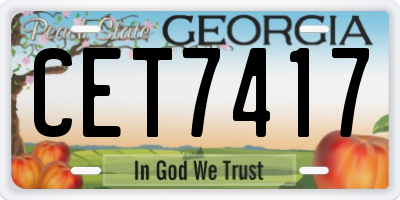 GA license plate CET7417