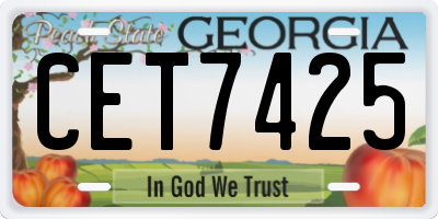 GA license plate CET7425