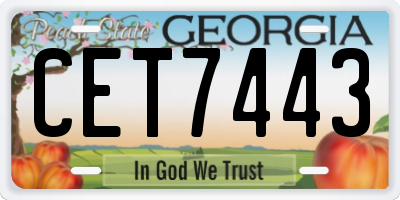GA license plate CET7443