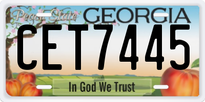 GA license plate CET7445