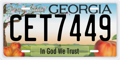 GA license plate CET7449