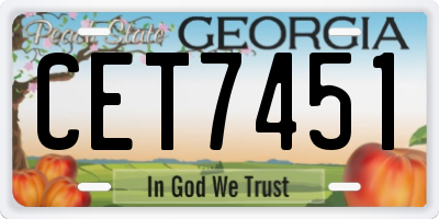GA license plate CET7451