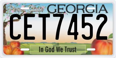 GA license plate CET7452