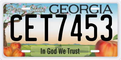 GA license plate CET7453