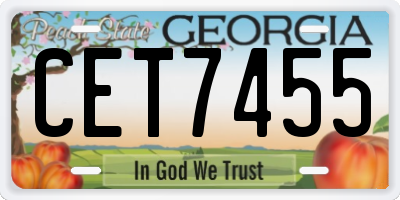 GA license plate CET7455