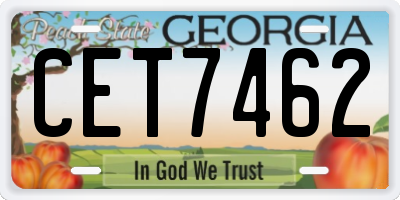 GA license plate CET7462