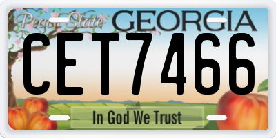 GA license plate CET7466