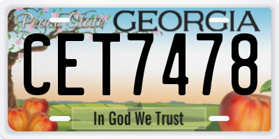 GA license plate CET7478