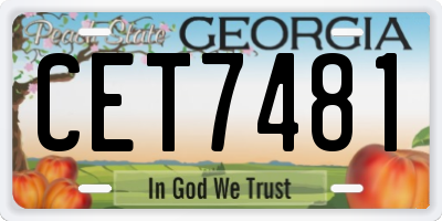 GA license plate CET7481