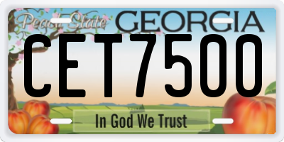 GA license plate CET7500