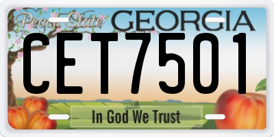 GA license plate CET7501