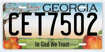 GA license plate CET7502