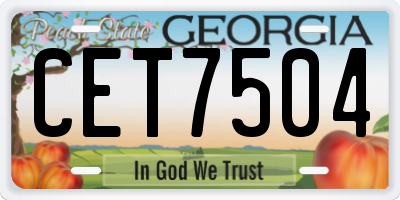 GA license plate CET7504