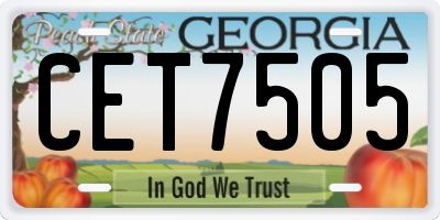 GA license plate CET7505