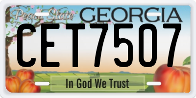 GA license plate CET7507