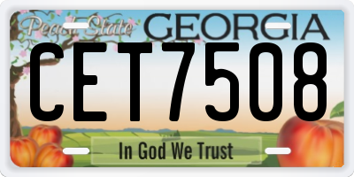 GA license plate CET7508