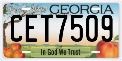 GA license plate CET7509