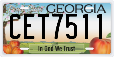 GA license plate CET7511