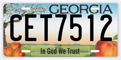 GA license plate CET7512