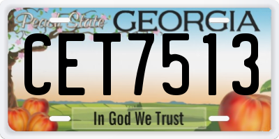 GA license plate CET7513