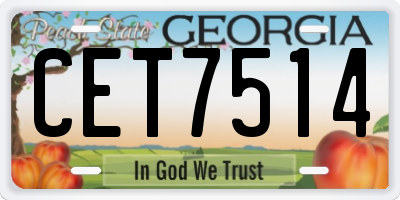 GA license plate CET7514