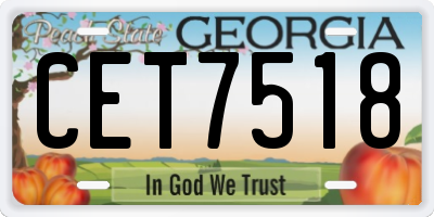 GA license plate CET7518