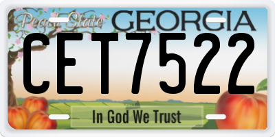 GA license plate CET7522