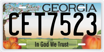 GA license plate CET7523