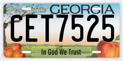 GA license plate CET7525