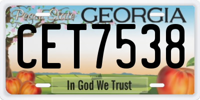 GA license plate CET7538