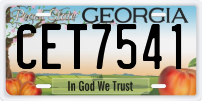 GA license plate CET7541