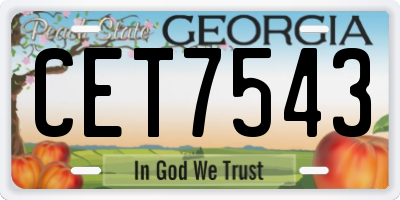 GA license plate CET7543