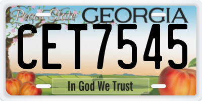 GA license plate CET7545