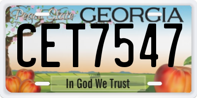 GA license plate CET7547