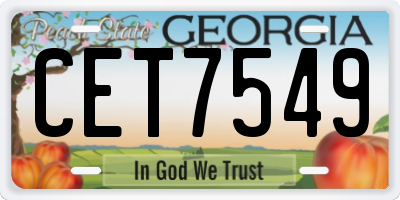 GA license plate CET7549