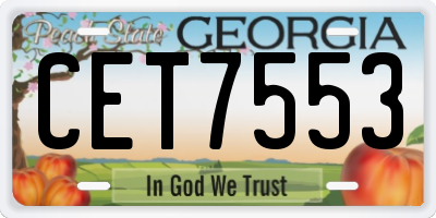 GA license plate CET7553