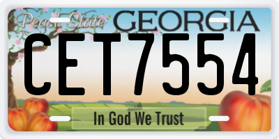 GA license plate CET7554