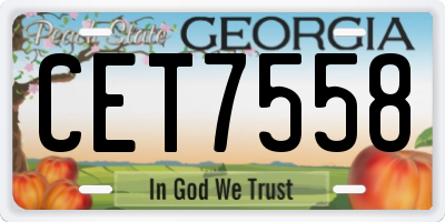 GA license plate CET7558