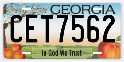 GA license plate CET7562