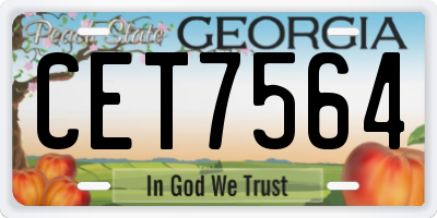 GA license plate CET7564