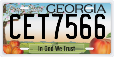 GA license plate CET7566