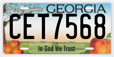 GA license plate CET7568