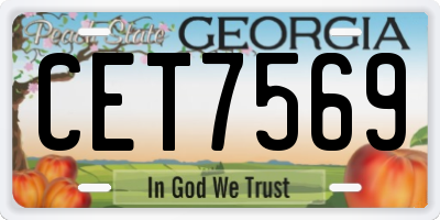 GA license plate CET7569