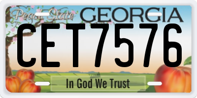 GA license plate CET7576