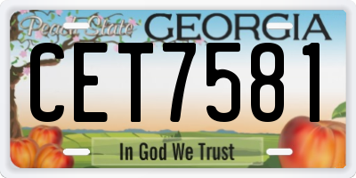 GA license plate CET7581