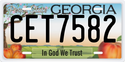 GA license plate CET7582