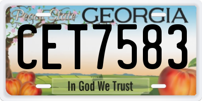 GA license plate CET7583