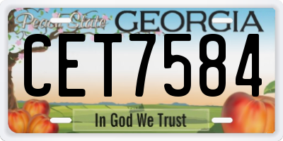 GA license plate CET7584