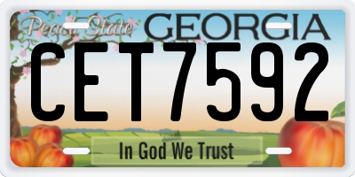 GA license plate CET7592