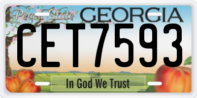 GA license plate CET7593